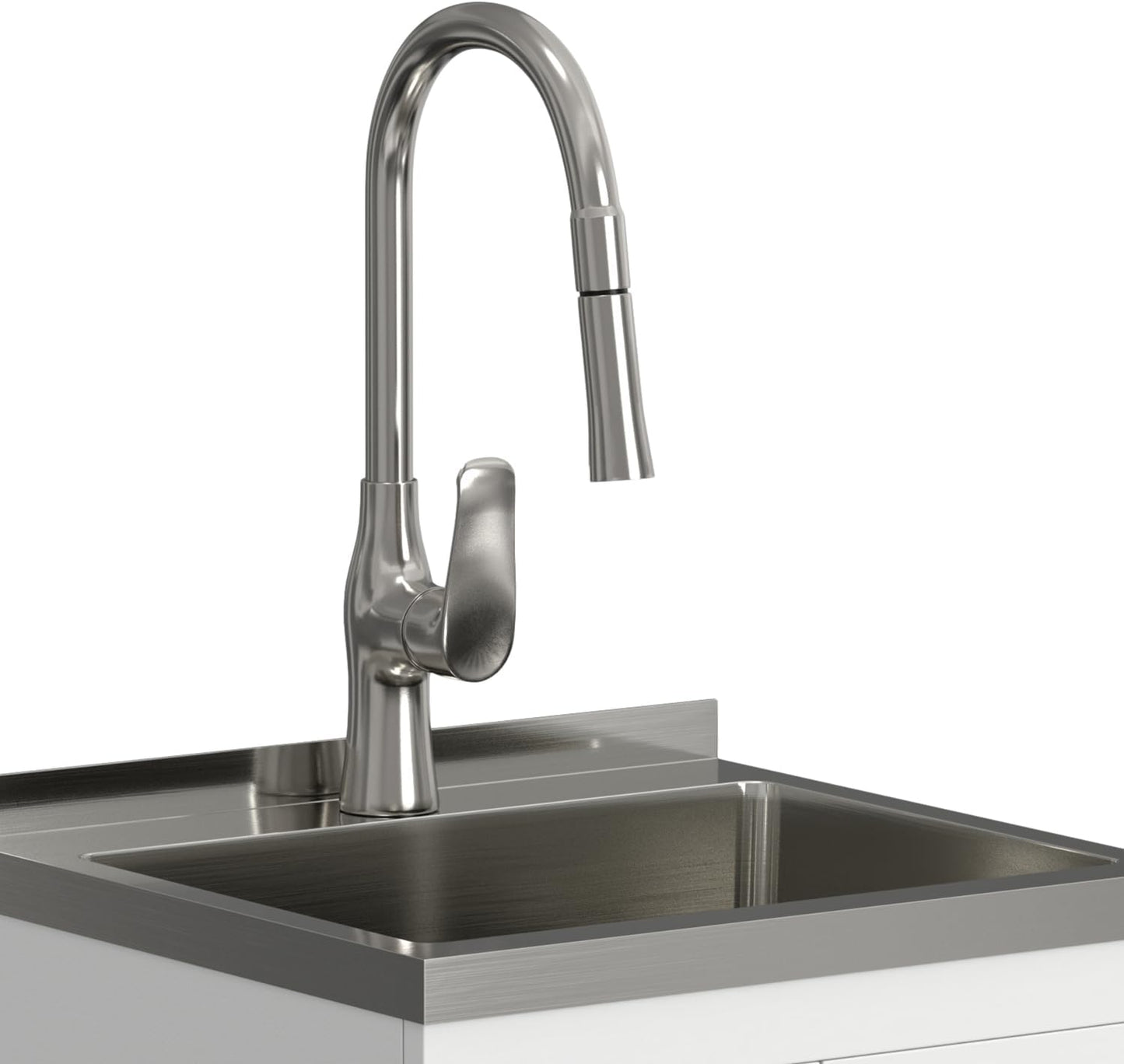 Modern White Laundry Utility Cabinet with Sink – Shaker-Style Storage Station