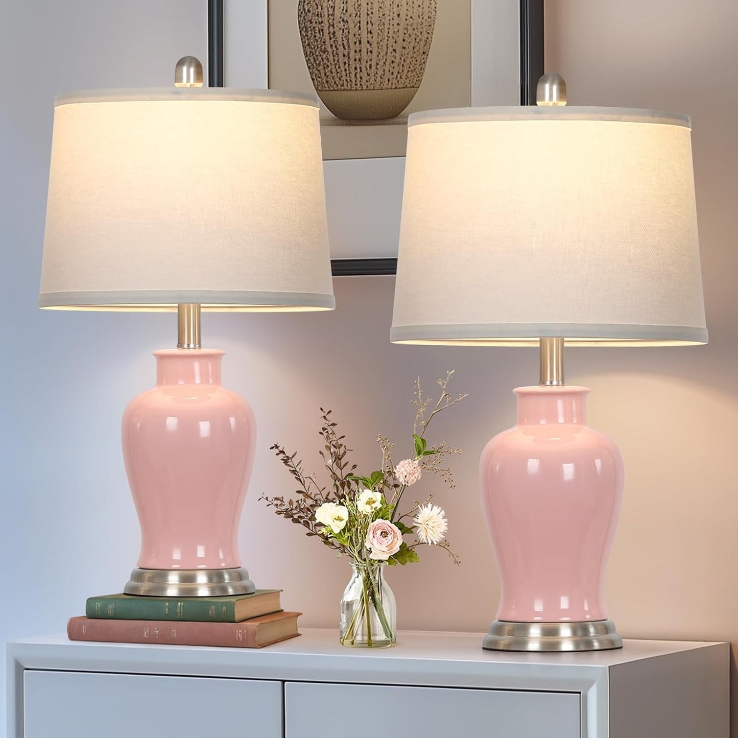 Elegant Ceramic Table Lamp – Farmhouse Bedside Accent Light