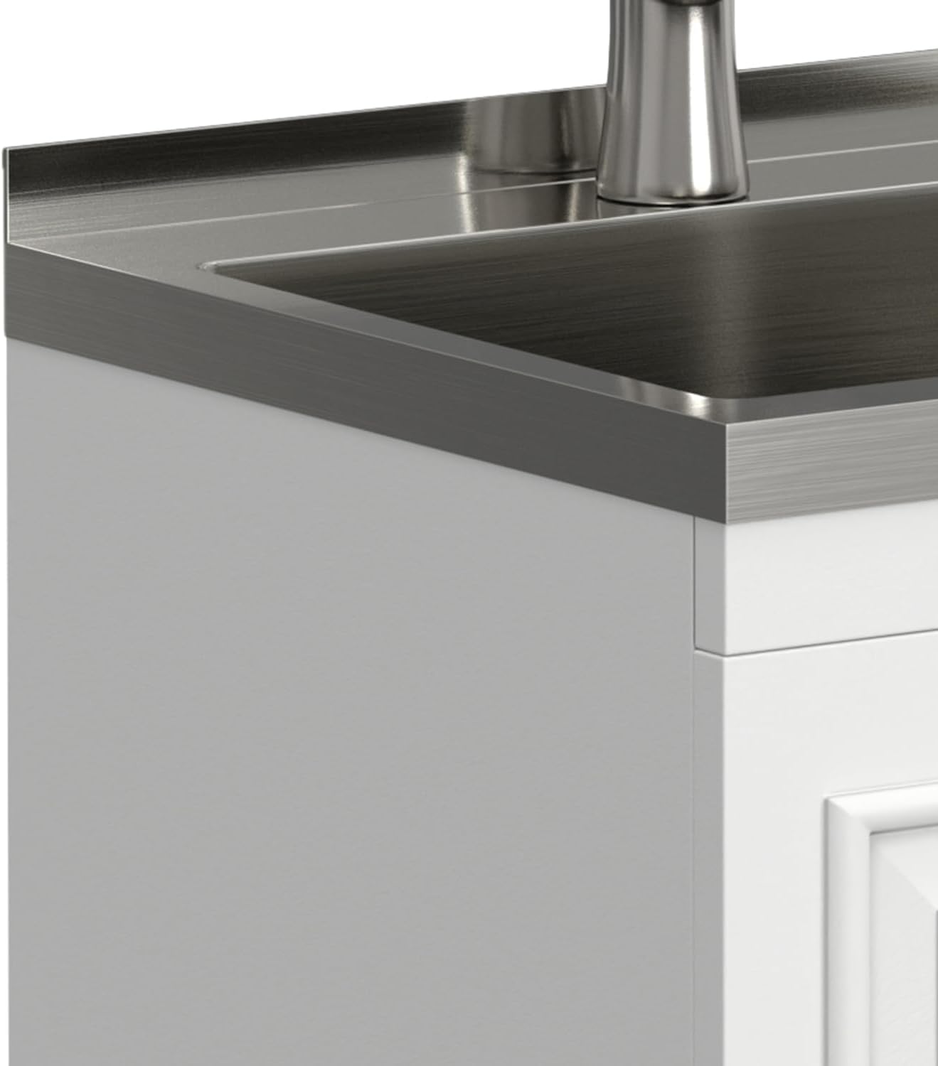 Modern White Laundry Utility Cabinet with Sink – Shaker-Style Storage Station