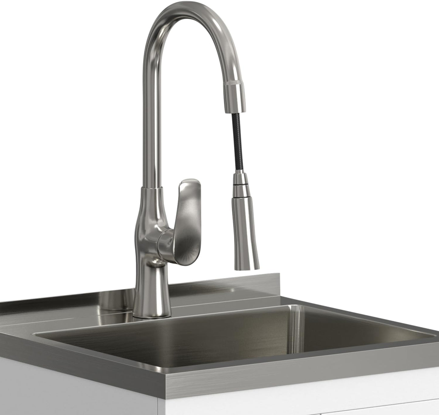 Modern White Laundry Utility Cabinet with Sink – Shaker-Style Storage Station