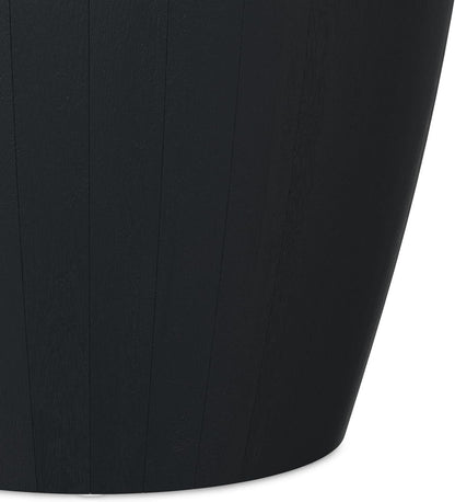Modern Drum End Table – Solid Mango Wood Accent Table with Vertical Panel Design