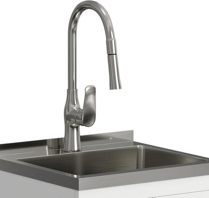 Modern White Laundry Utility Cabinet with Sink – Shaker-Style Storage Station