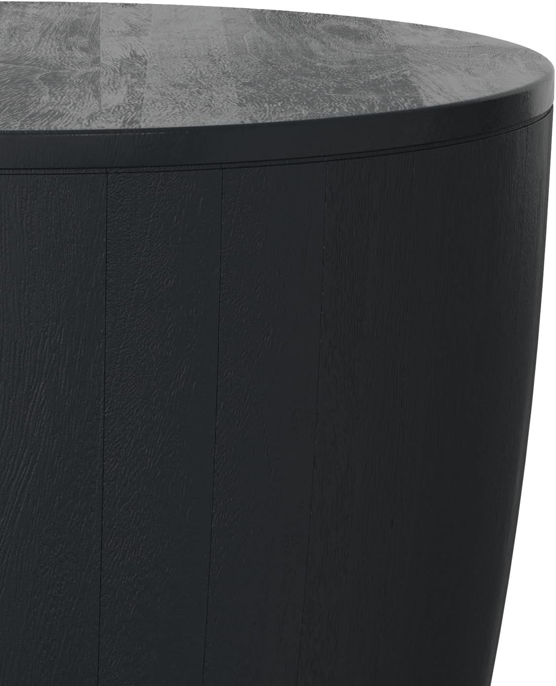 Modern Drum End Table – Solid Mango Wood Accent Table with Vertical Panel Design
