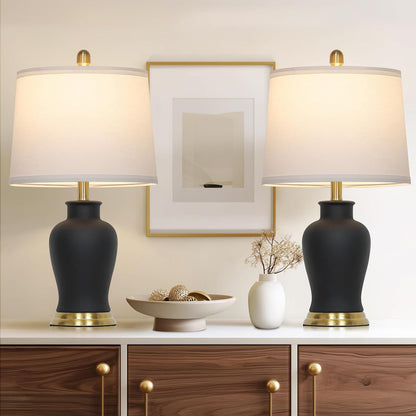 Elegant Ceramic Table Lamp – Farmhouse Bedside Accent Light