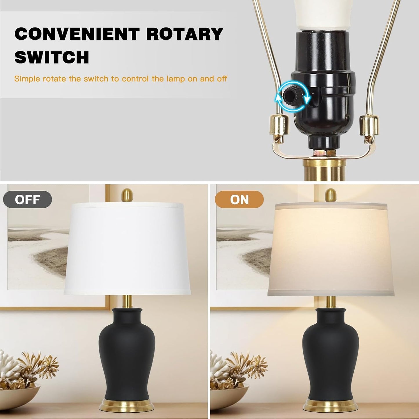 Elegant Ceramic Table Lamp – Farmhouse Bedside Accent Light