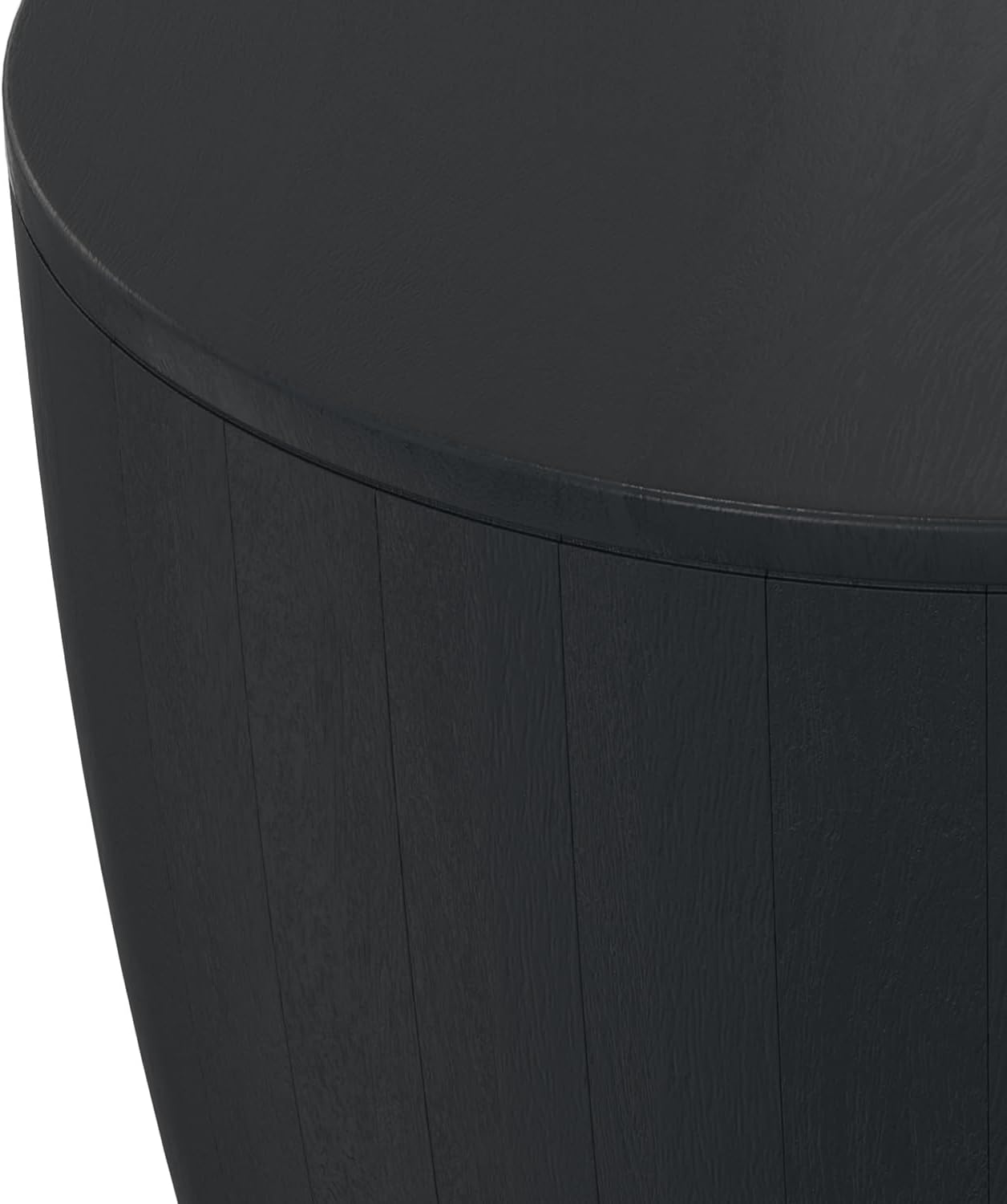 Modern Drum End Table – Solid Mango Wood Accent Table with Vertical Panel Design
