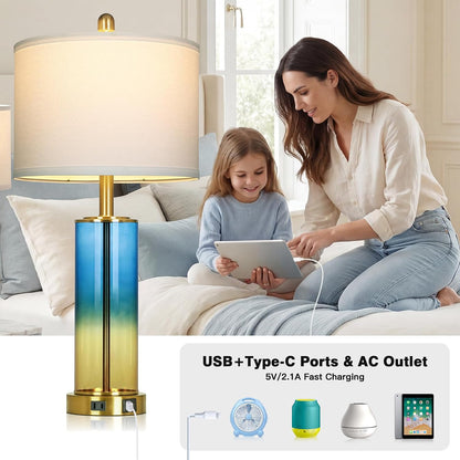 Coastal Dimmable Table Lamp – Nautical Accent Light with Linen Shade