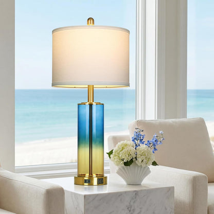 Coastal Dimmable Table Lamp – Nautical Accent Light with Linen Shade