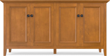 Modern 4-Door Storage Cabinet – Solid Wood Buffet & Sideboard with Adjustable Shelves