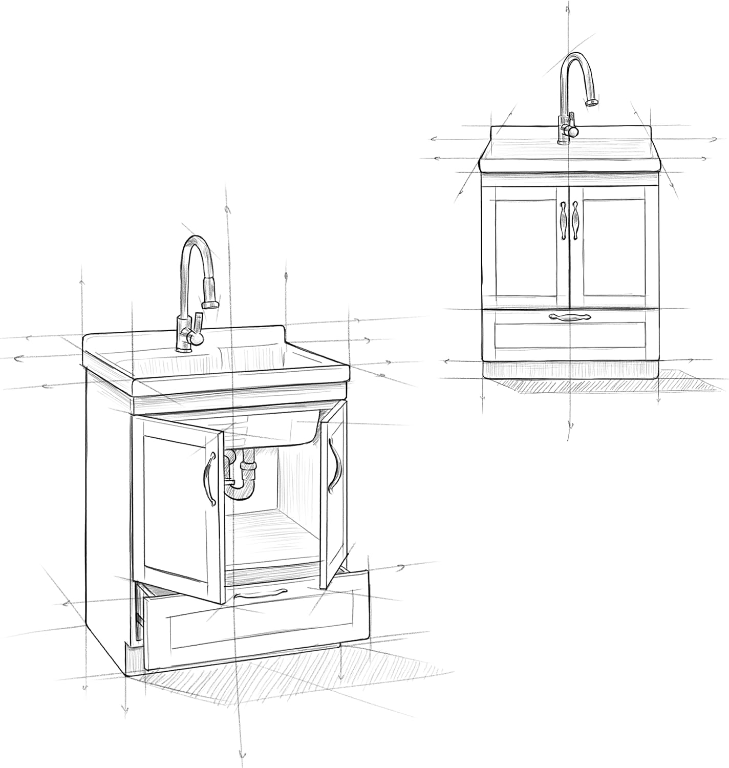 Modern 24" Laundry Utility Sink Cabinet – Pull-Out Faucet & Smart Storage