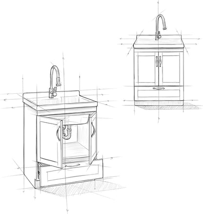 Modern 24" Laundry Utility Sink Cabinet – Pull-Out Faucet & Smart Storage