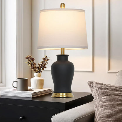 Elegant Ceramic Table Lamp – Farmhouse Bedside Accent Light