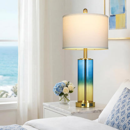 Coastal Dimmable Table Lamp – Nautical Accent Light with Linen Shade