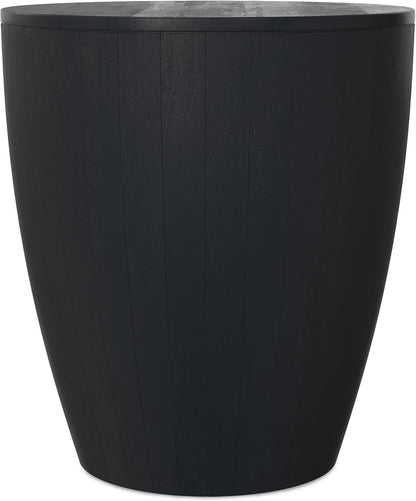 Modern Drum End Table – Solid Mango Wood Accent Table with Vertical Panel Design