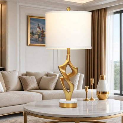 Sculptural Dancing Figure Table Lamps Set of 2 – Antique Gold Art Deco Bedside Lamps