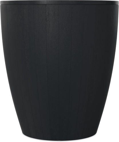 Modern Drum End Table – Solid Mango Wood Accent Table with Vertical Panel Design