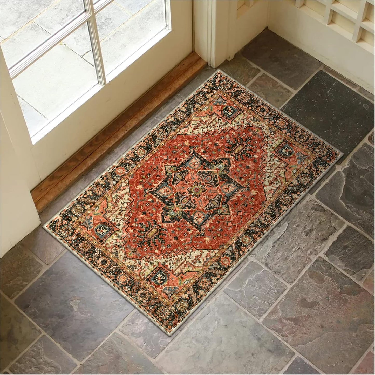 Distressed Vintage Doormat – Washable Non-Slip Entryway Rug