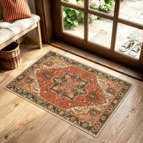 Distressed Vintage Doormat – Washable Non-Slip Entryway Rug