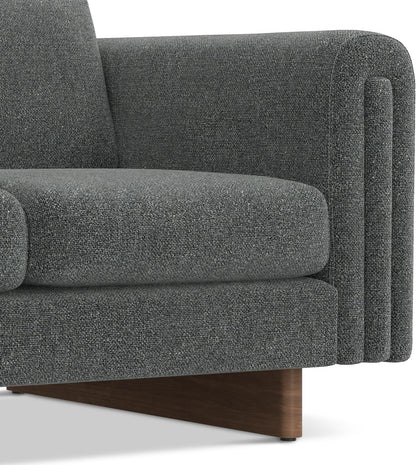 Mid-Century Modern 2-Seater Sofa – Mist Grey Woven-Blend Fabric Loveseat
