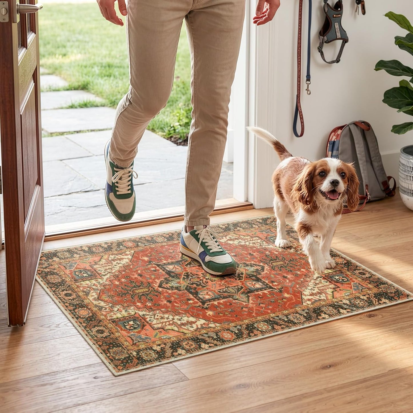 Distressed Vintage Doormat – Washable Non-Slip Entryway Rug