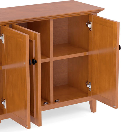 Modern 4-Door Storage Cabinet – Solid Wood Buffet & Sideboard with Adjustable Shelves