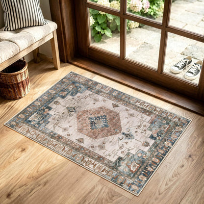 Distressed Vintage Doormat – Washable Non-Slip Entryway Rug