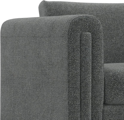 Mid-Century Modern 2-Seater Sofa – Mist Grey Woven-Blend Fabric Loveseat