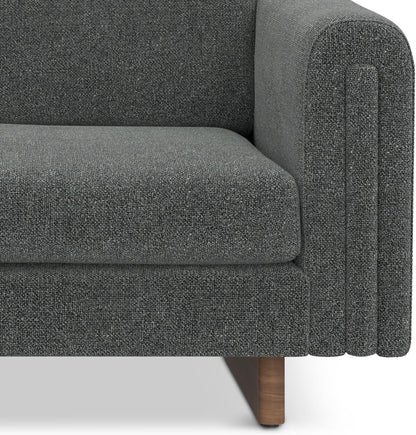Mid-Century Modern 2-Seater Sofa – Mist Grey Woven-Blend Fabric Loveseat