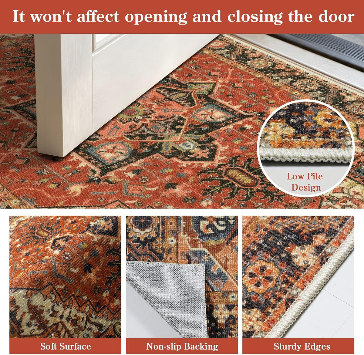 Distressed Vintage Doormat – Washable Non-Slip Entryway Rug