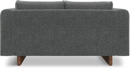 Mid-Century Modern 2-Seater Sofa – Mist Grey Woven-Blend Fabric Loveseat