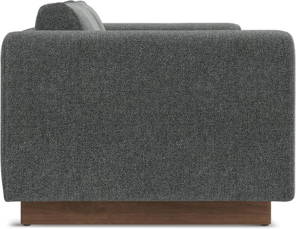 Mid-Century Modern 2-Seater Sofa – Mist Grey Woven-Blend Fabric Loveseat